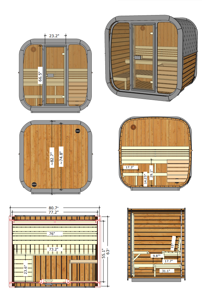 4 Person Outdoor Sauna - Model CL5G