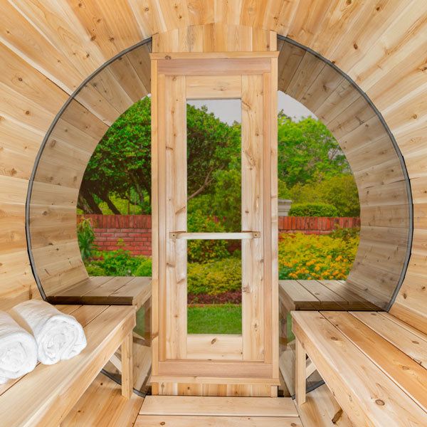 6 person canopy panoramic barrel sauna kit