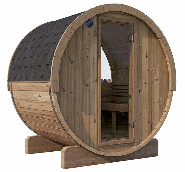 3 Person Barrel Sauna w/ Rear Window - E6W