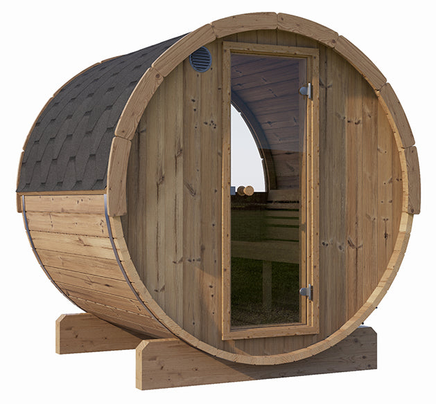 4 Person Barrel Sauna w/ Rear Window - E7W