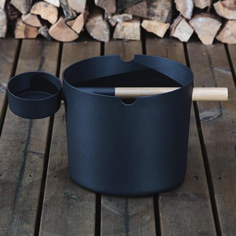 Aluminum 1-Gallon Sauna Bucket Set with Wood Ladle and Thermometer
