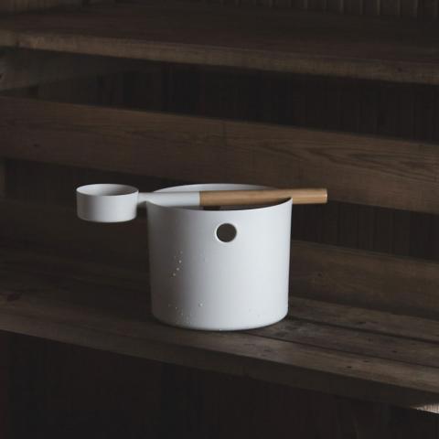 Kolo Sauna Bucket and Ladle Set, Bamboo/Aluminum, 1Gal