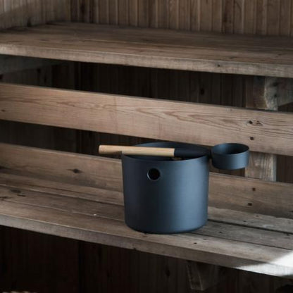 Kolo Sauna Bucket and Ladle Set, Bamboo/Aluminum, 1Gal