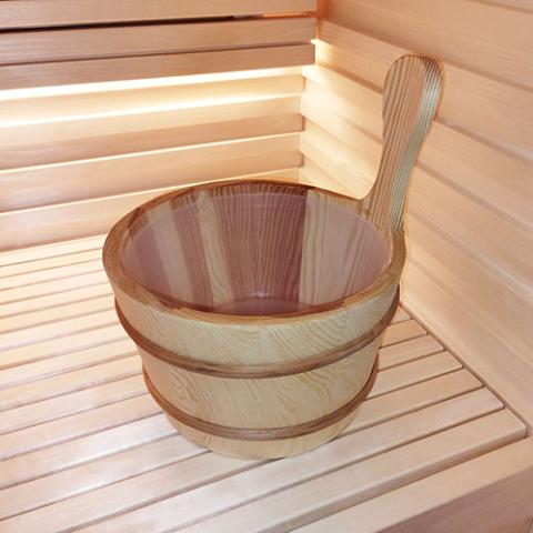 Wooden 1-Gallon Sauna Bucket Set with Wood Ladle and Thermometer