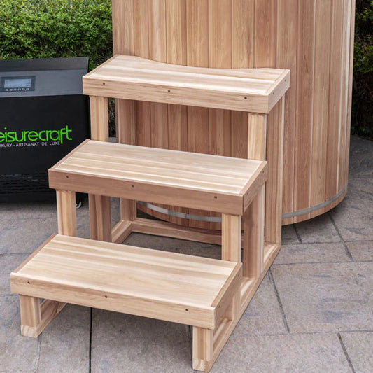 3 Tier Steps for Cold Plunge - Knotty Red Cedar (purchased with tub)